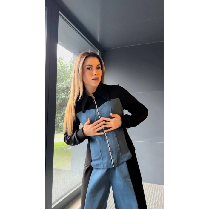 Şardonsuz Kot Garnili Takım