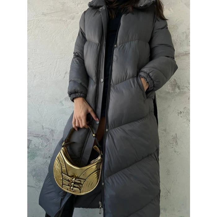 Şişme Uzun Kapşonlu Mont