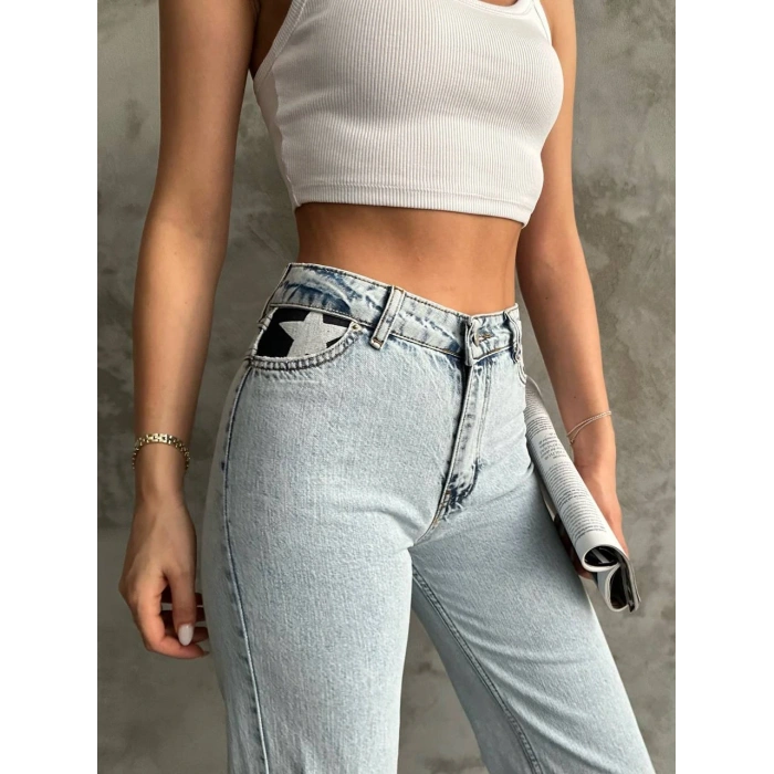 Yıldız Desenli Kot Pantolan