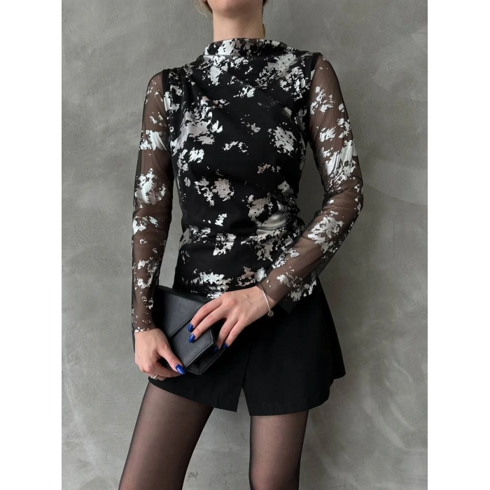 Zra Model Varak Baskılı Bluz