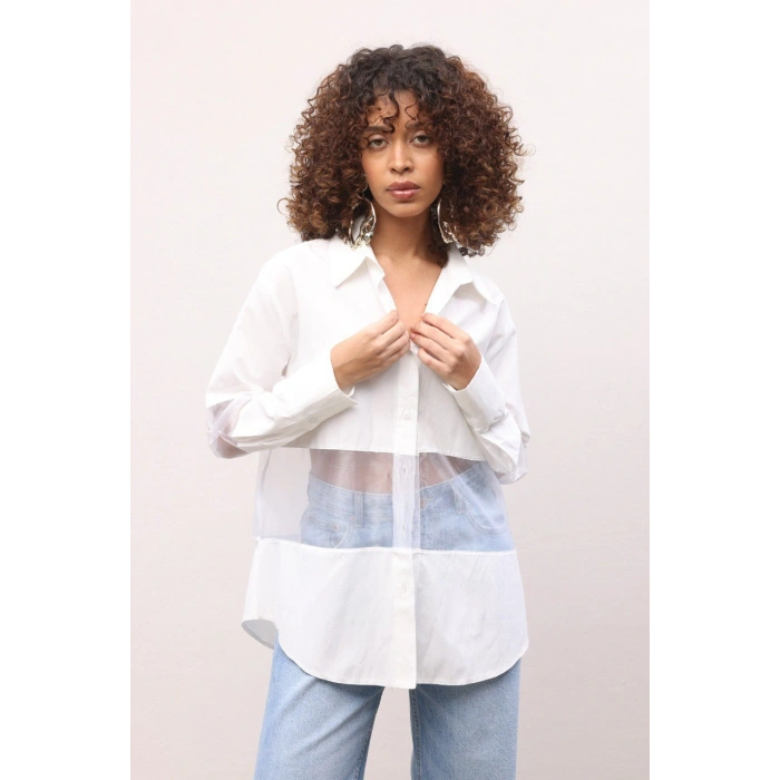 Zra Organze Detaylı  Gömlek