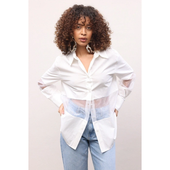 Zra Organze Detaylı  Gömlek