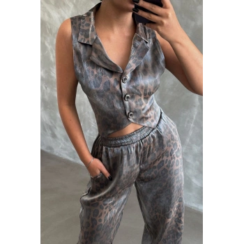 Leopar Desen Takım XL Tek Renk