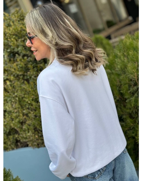 Pul Payet İşlemeli 3 İplik Şardonlu Sweat