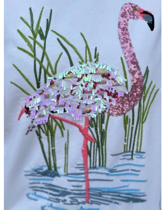 Pul Payet İşlemeli 3 İplik Şardonlu Sweat