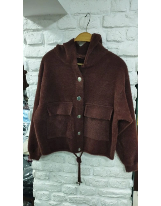 DİLVİN MODEL KAPŞONLU SAKAL TRİKO CEKET SİYAH