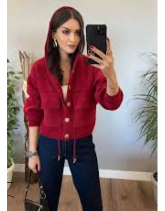 DİLVİN MODEL KAPŞONLU SAKAL TRİKO CEKET SİYAH