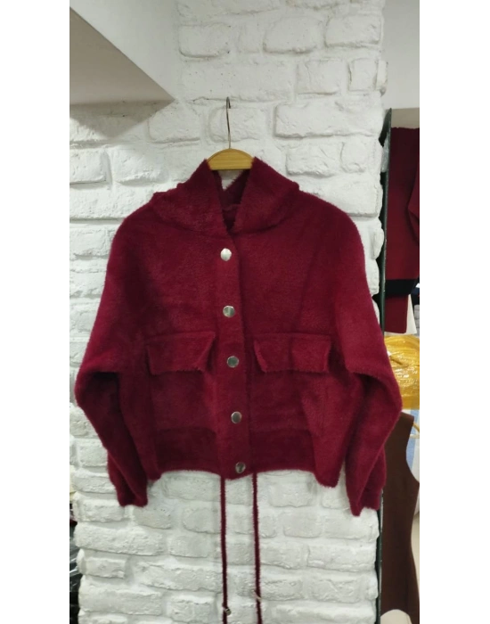 DİLVİN MODEL KAPŞONLU SAKAL TRİKO CEKET SİYAH