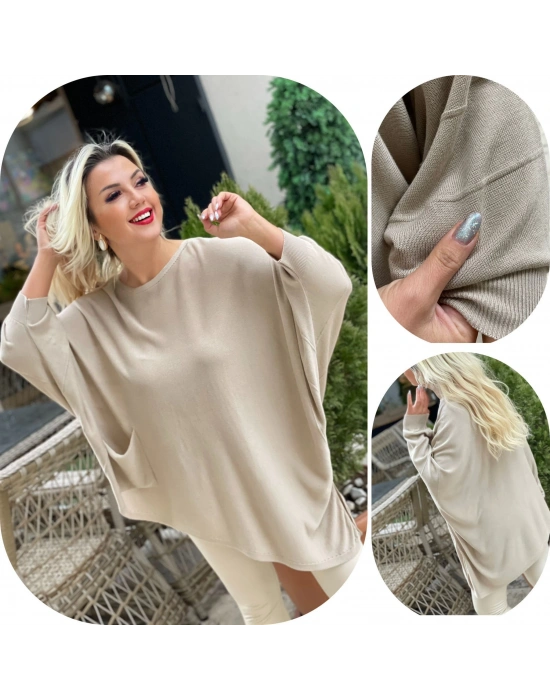 ASİMETRİK KESİM SALAŞ KALIP TEK CEPLİ MERSERİZE-BEJ