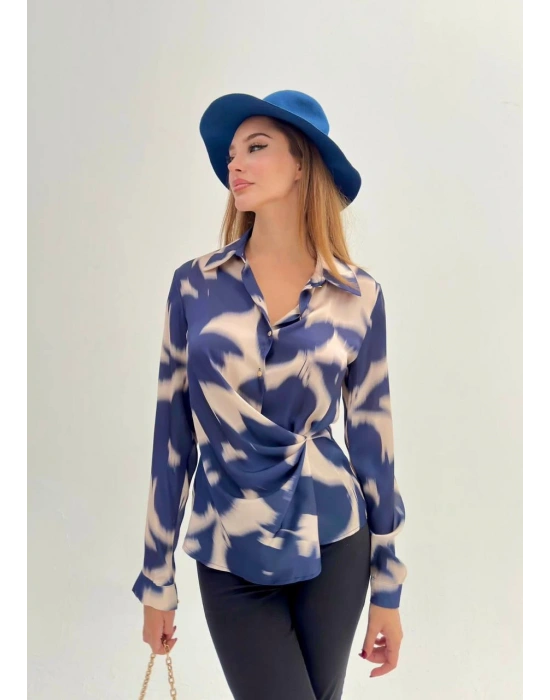 Düğümlü İpek Saten Gömlek