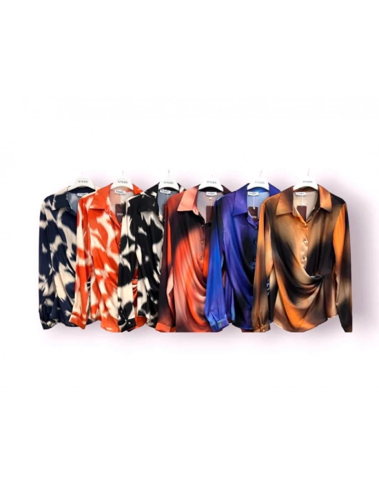 İpek Saten Gömlek Bağlamalı Mor