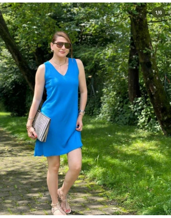 BÜRÜMCÜK KUMAŞ V YAKA YEŞİL ELBİSE