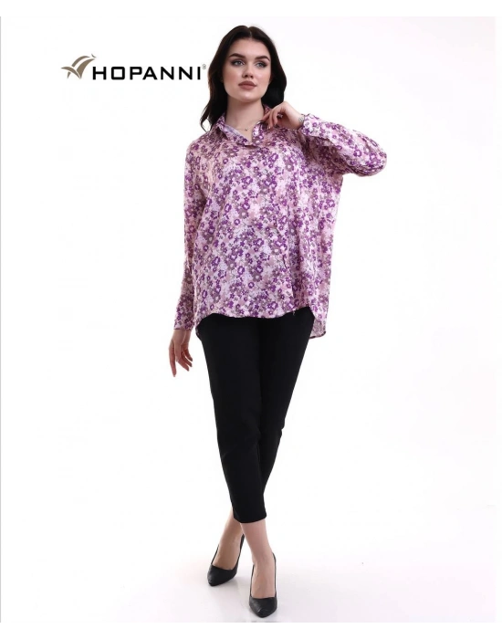 Çiçek Desenli İpek Saten Gömlek