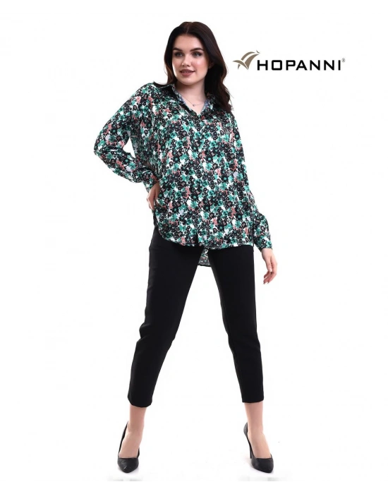 Çiçek Desenli İpek Saten Gömlek