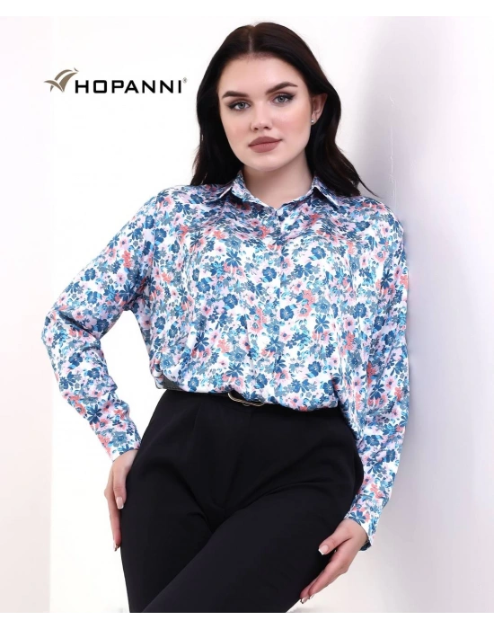 Çiçek Desenli İpek Saten Gömlek