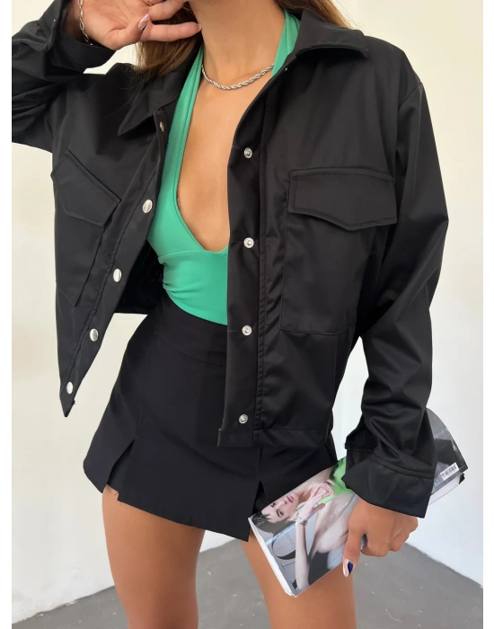 ÇİFT CEPLİ BONDİD CEKET-SİYAH