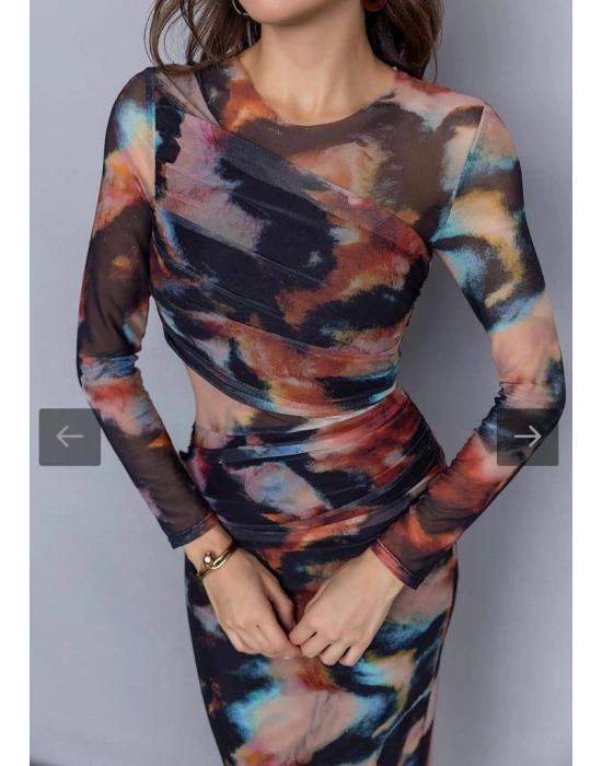 Drapeli Tül Elbise Yeşil