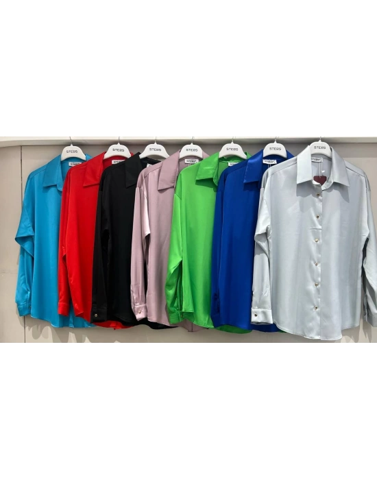 İpek Saten Gömlek - Gri