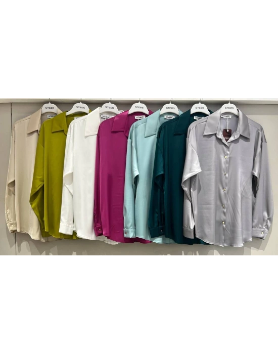 İpek Saten Gömlek - Gri