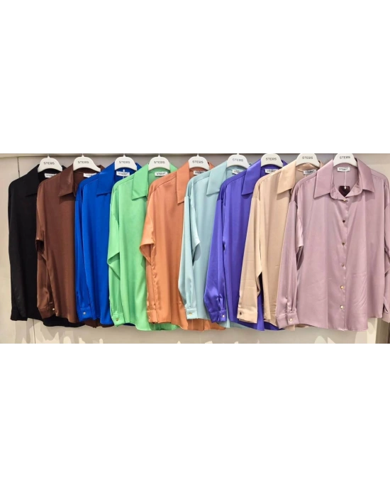 İpek Saten Gömlek-Pudra Pembe