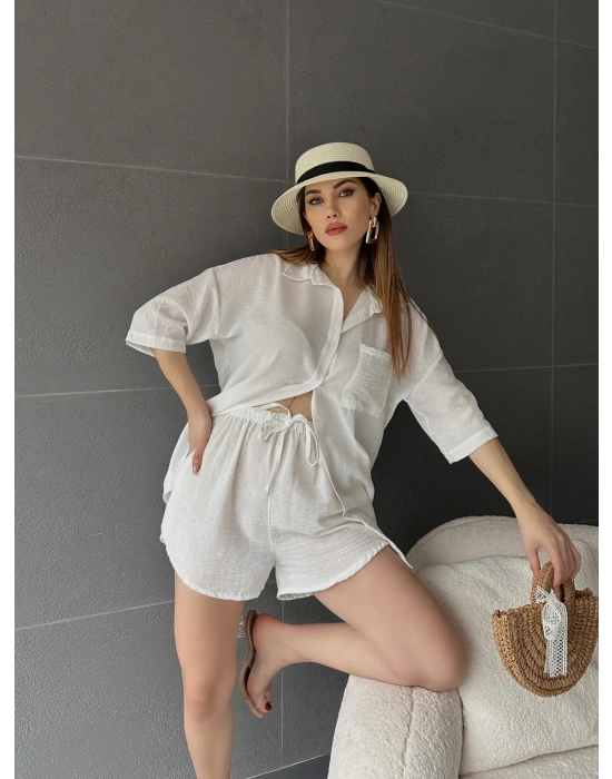 KETEN ŞORTLU TAKIM-BEJ