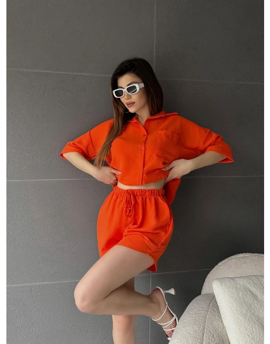 KETEN ŞORTLU TAKIM-BEJ