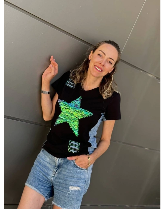 KOT DETAY PULLU TİŞÖRT SİYAH