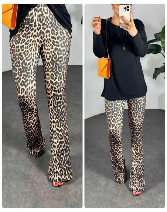 LEOPAR DESEN ÇELİK TAYT PANTOLON