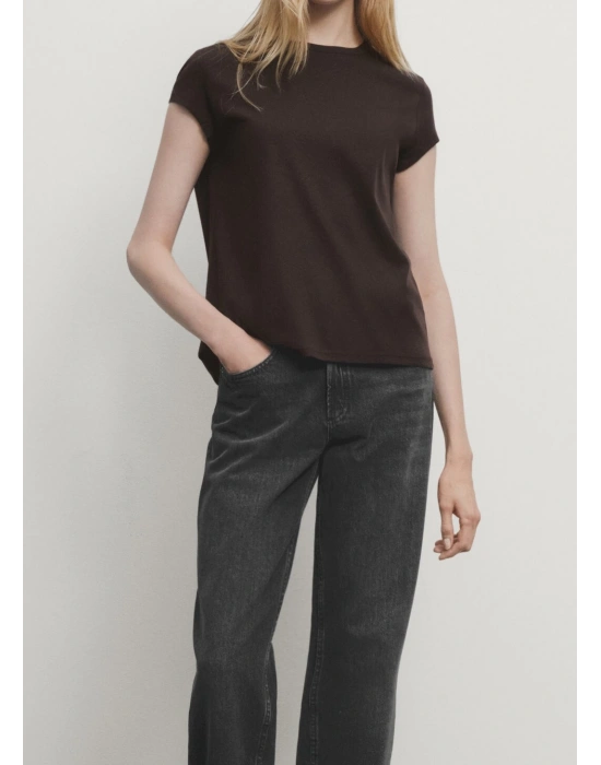 Massimo Düşük Kol Basic Tişört-Siyah