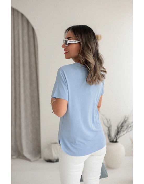 MODAL TİŞÖRT BİSİKLET YAKA BEBE MAVİ