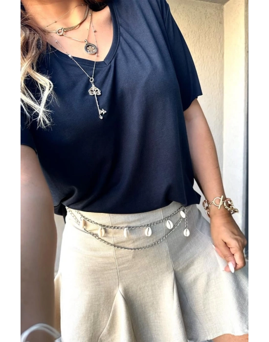 MODAL TİŞÖRT V YAKA LACİVERT