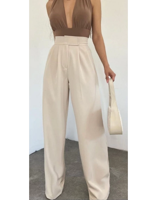 Palazzo Kumaş Pantolon Bej