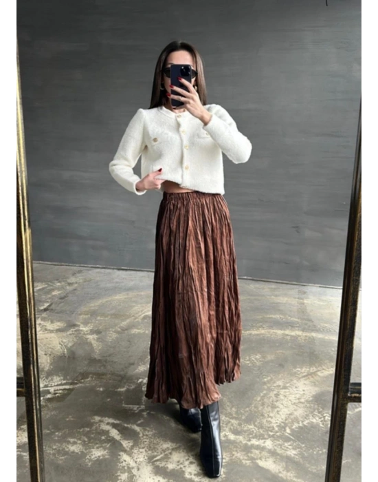 PİLELİ SATEN KUMAŞ BELİ LASTİKLİ SİYAHETEK