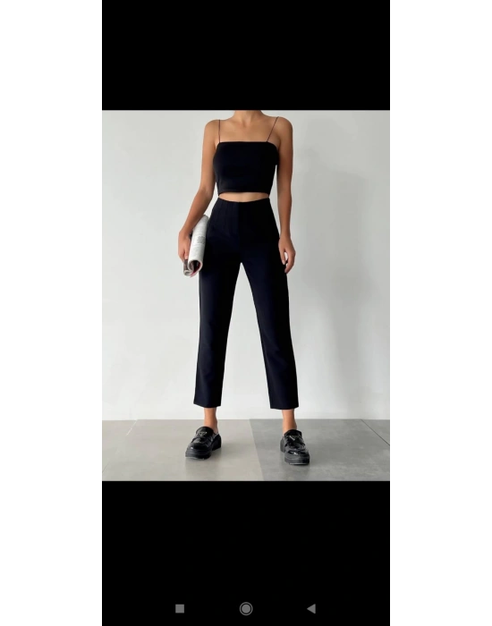 Pileli Pantolon-Siyah