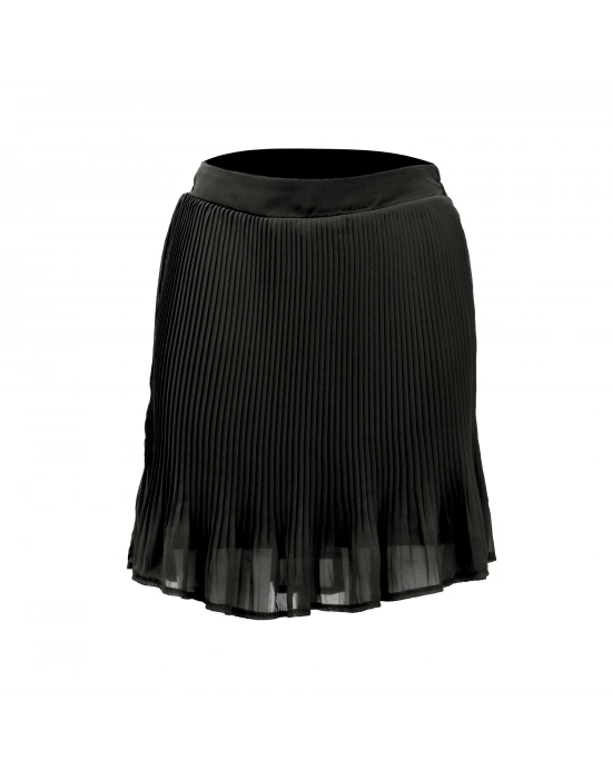 Pliseli Şifon Etek-Siyah