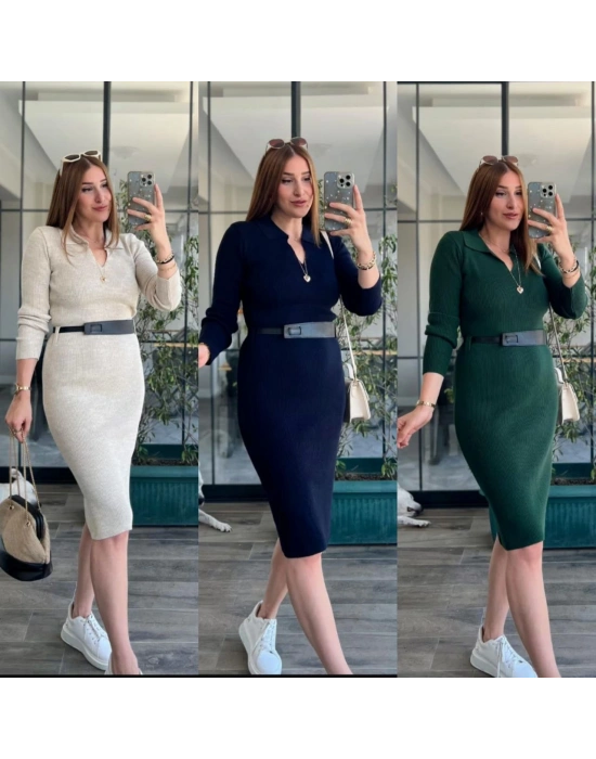 Polo Yaka Triko Elbise