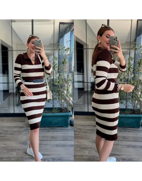 Polo Yaka Triko Elbise