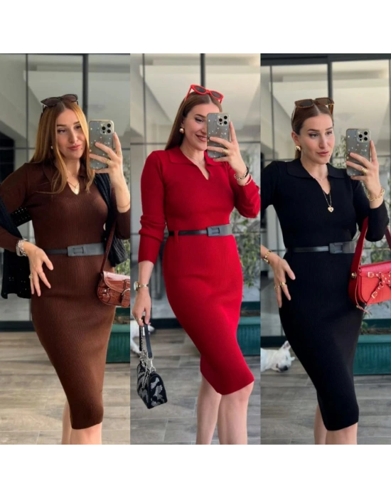 Polo Yaka Triko Elbise