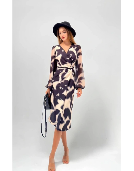 Şifon Kol Kruvaze Elbise