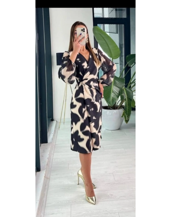 Şifon Kol Kruvaze Elbise