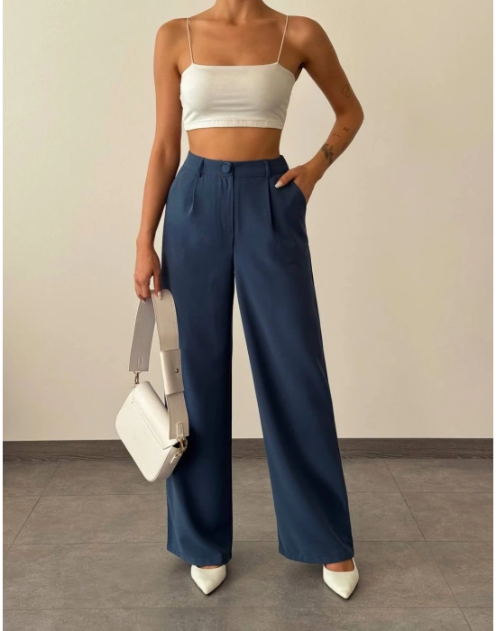 Twill Palazzo Pantolon-Beyaz