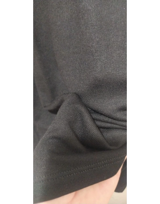 V YAKA TAŞ İŞLEMELİ SİYAH BLUZ