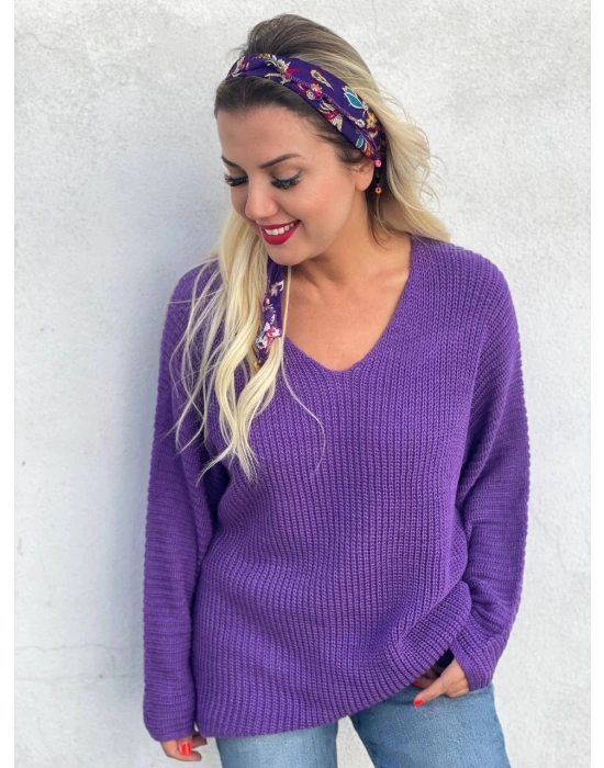 Selanik Örgü Yarasa Kol Kazak Siyah