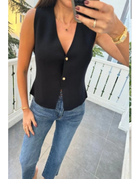 ZR GOLD DÜĞMELİ PREMIUM KALİTE ÇELİK TRİKO YELEK BEYAZ