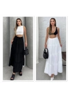 AYROBİN KUMAŞ BELİ LASTİKLİ ASTARLI UZUN ETEK SİYAH