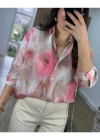 Batik Desen Empirme Gömlek-Pembe