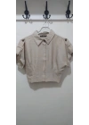 BELİ LASTİKLİ CROP GÖMLEK BEJ