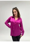 İpek Saten Düğümlü Gömlek - Magenta