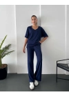 MODAL KUMAŞ V YAKA İKİLİ TAKIM LACİVERT