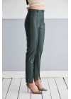 SLİM FİT DERİ PANTOLON YEŞİL